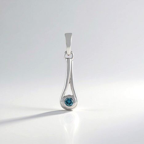 Ciondolo in argento con Diamante Blu I2