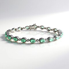 Bracciale in argento con Smeraldo Colombiano