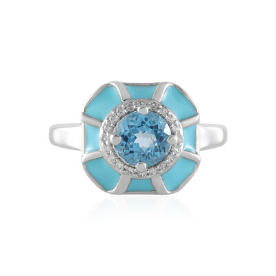 Anello in argento con Topazio Blu Svizzero