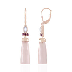 Zilveren oorbellen met roze chalcedonen (KM by Juwelo)