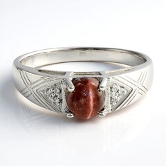 Anello placcato in platino con Scapolite Occhio di Gatto