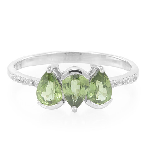 Anello placcato in platino con Zaffiro del Mozambico