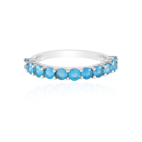Bague en argent et Apatite bleu néon
