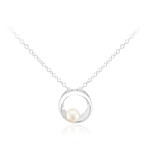 Zilveren halsketting met een Witte zoetwater kweekparel