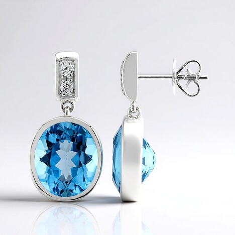 Orecchini in argento con Topazio Blu Svizzero (Pallanova)