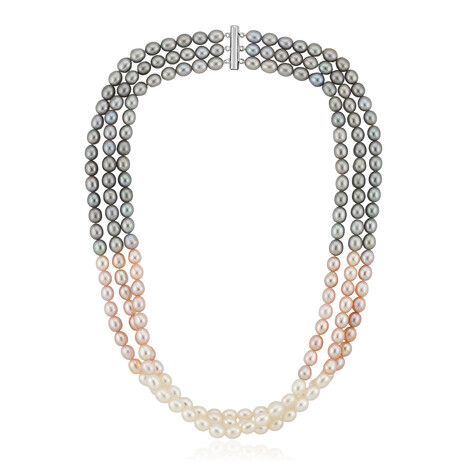 Süßwasserzuchtperlen-Silberhalskette