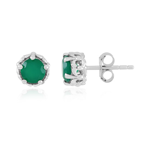 Pendientes en plata con Ónix verde
