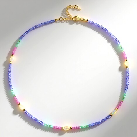 Collana in argento con Zaffiro Rosa (Riya)