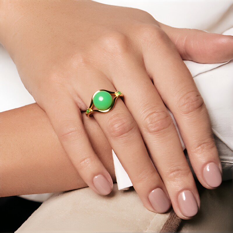 Anello in argento con Crisoprasio (KM by Juwelo)