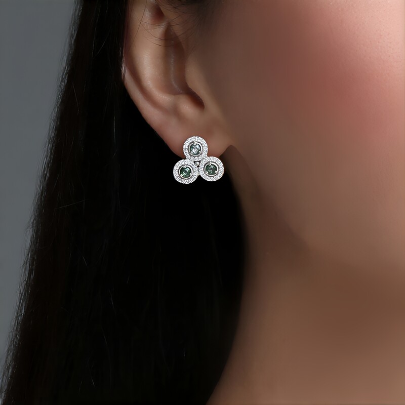 Unheated Green Sapphire Silver Earrings