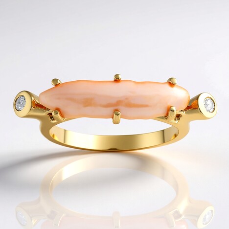 Anello in argento con Perla Keshi d'Acqua Dolce Color Pesca