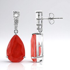 Boucles d'oreilles en argent et Quartz pastel orange