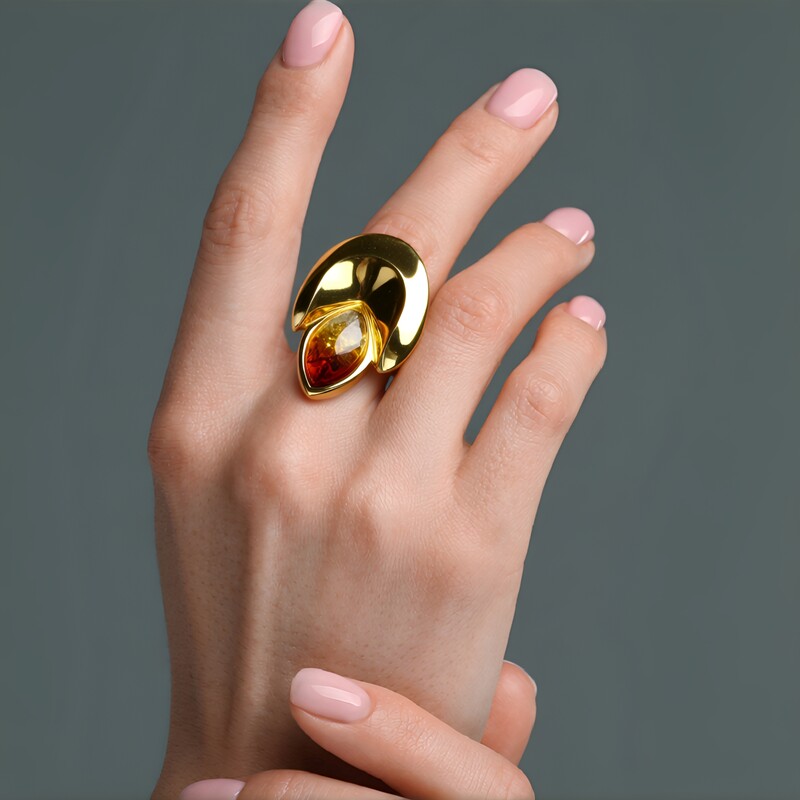 Sunrise Baltic Amber Silver Ring (dagen)