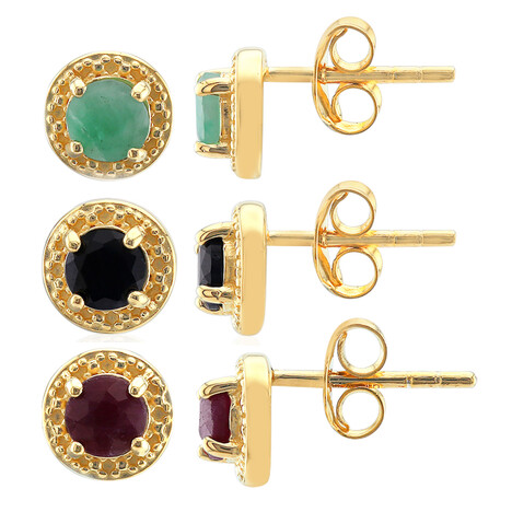 3er Edelstein-Silberohrringe