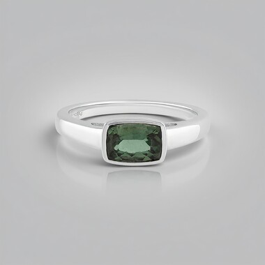 Anillo en plata con Apatita Cromada