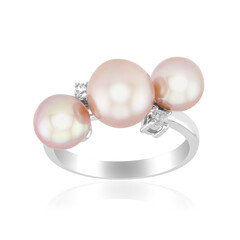 Purpurfarbene Ming-Perlen-Silberring