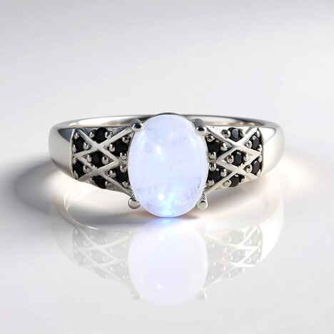 Anello in argento con Pietra di Luna Arcobaleno