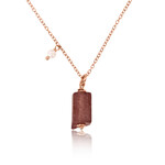 Strawberry Quartz Silver Necklace (Joias do Paraíso)