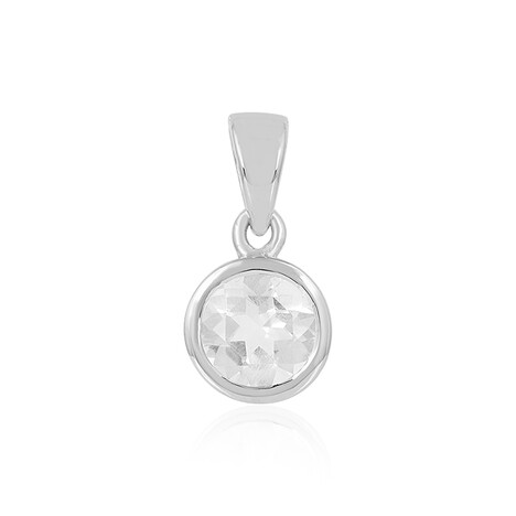 Zilveren hanger met een witte kwarts