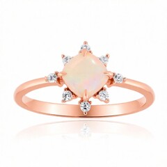 9K Brazilian White Opal Gold Ring