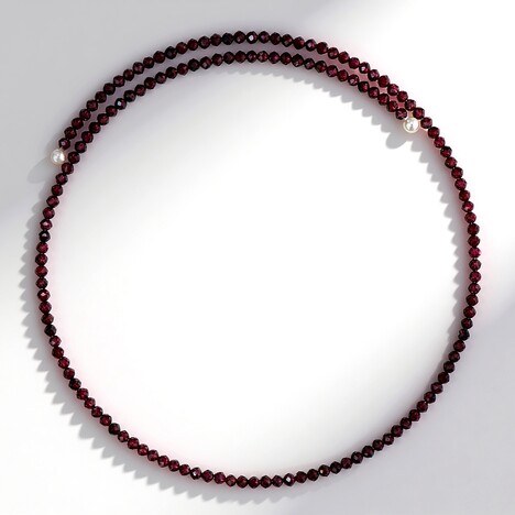 Collana rigida in acciaio con Granato Mozambico (Riya)