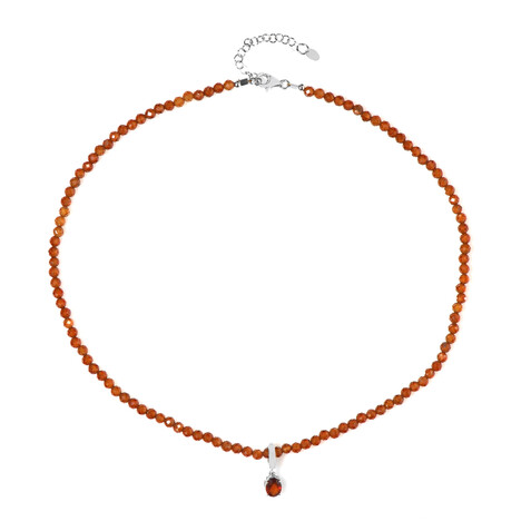 Zilveren halsketting met een hessoniet granaat