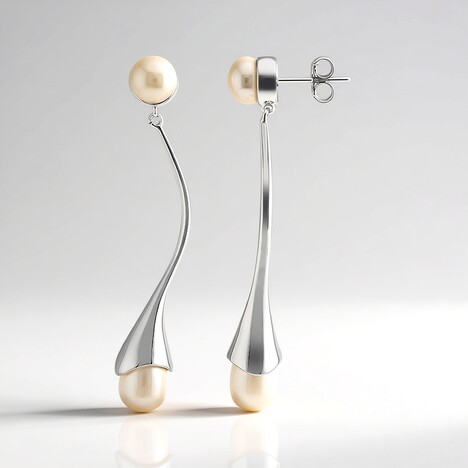 Orecchini in argento con Perla d'Acqua Dolce Bianca (Michelle Albala)