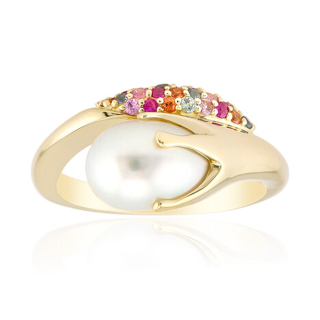 Bague en or et Perle blanche des mers du sud (Michelle Albala)