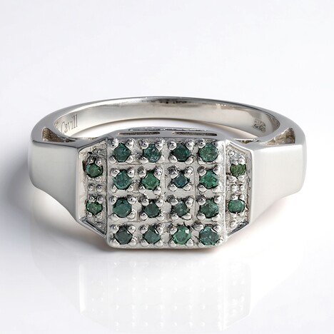Anello da uomo placcato in platino con Diamante Fancy