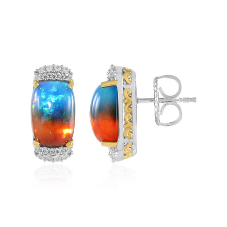 Zilveren oorbellen met tweekleurige Ethiopische opalen (Gems en Vogue)