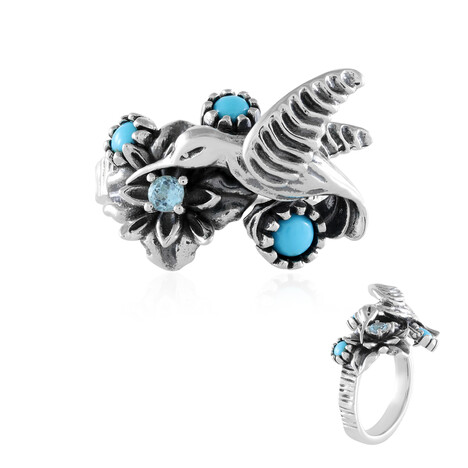 Anillo en plata con Turquesa bella durmiente (Desert Chic)