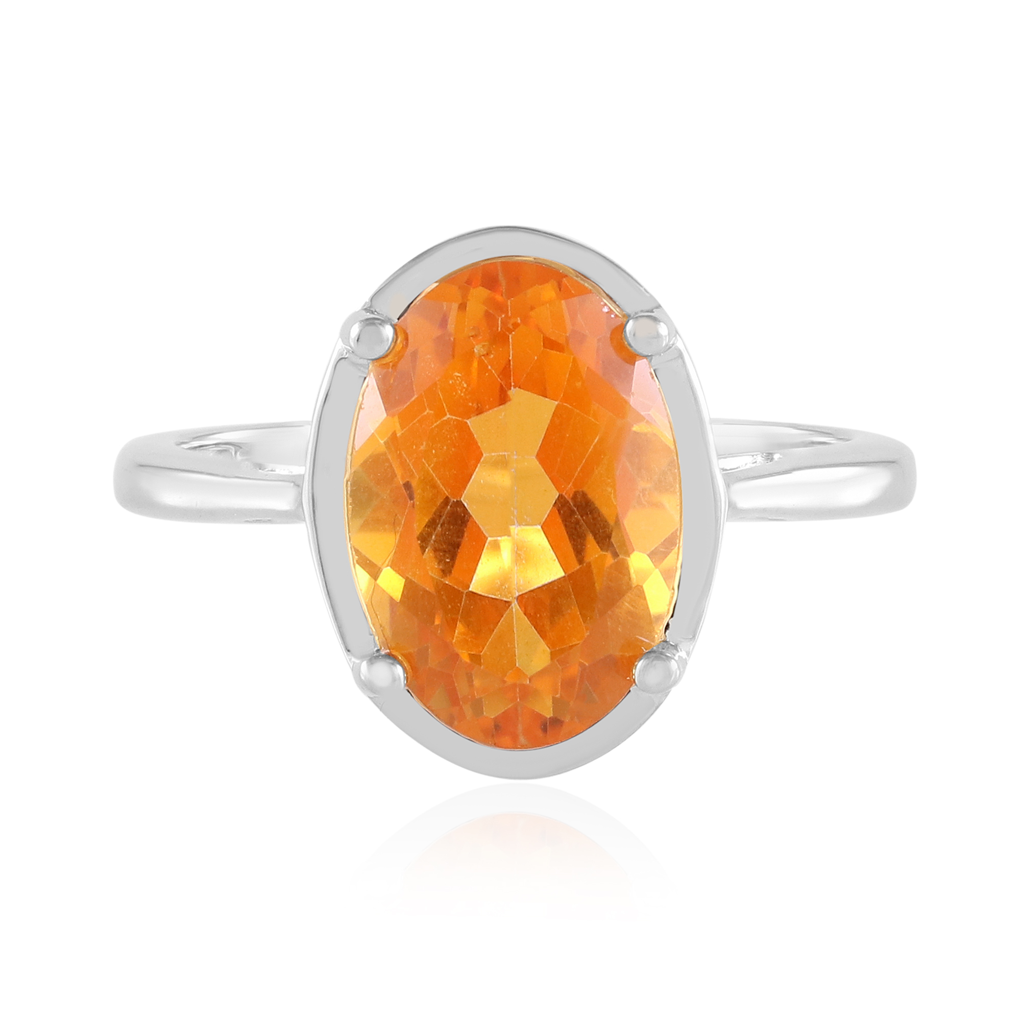 Brazilian Orange Topaz Silver Ring, 3.77 ct