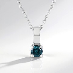 Collier en argent et Diamant bleu I2