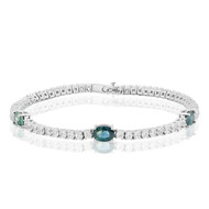Petrolfarbener Saphir-Silberarmband