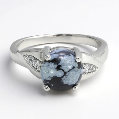 Anillo en plata con Obsidiana Copo de Nieve