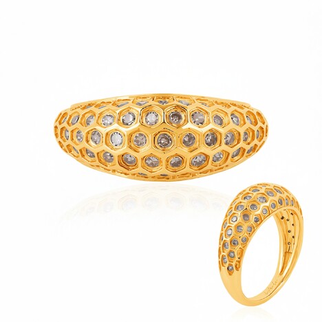 Zilveren ring met I2 Champagne Diamanten (de Melo Essence)