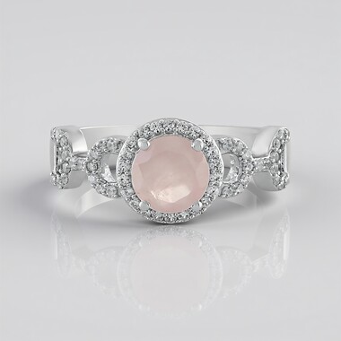 Anillo en plata con Cuarzo rosa