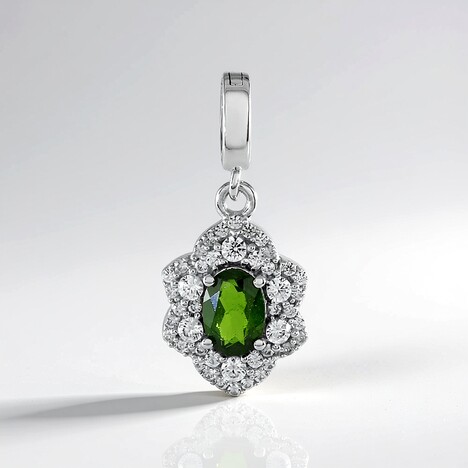 Ciondolo in argento con Diopside Russo