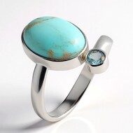 Anillo en plata con Campitos turquesas