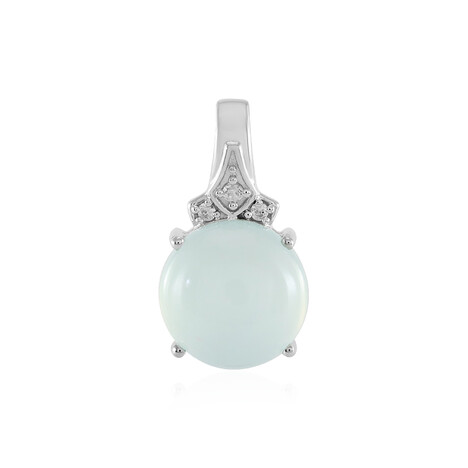 Zilveren hanger met een Aqua Chalcedoon