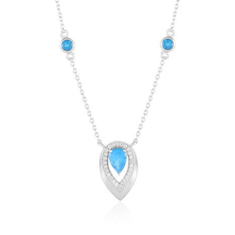 Neonblauer Apatit-Silbercollier