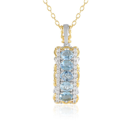 Zilveren halsketting met aquamarijnstenen (Gems en Vogue)