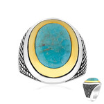 Anillo en plata con Turquesa azul del Mohave Kingman (Jones Lee)