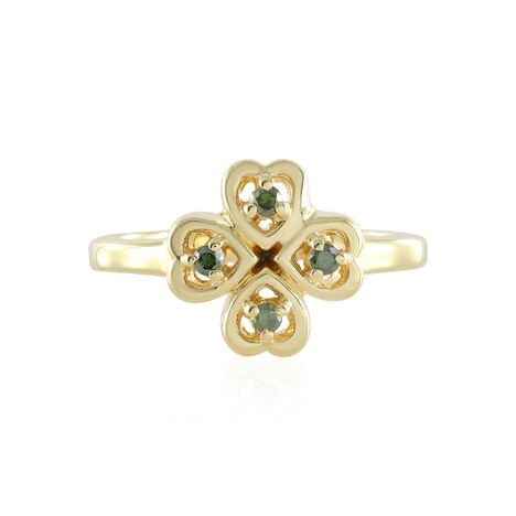 Grüner I3 Brillant-Silberring