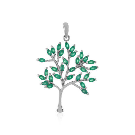 Zilveren hanger met Groene onyxen