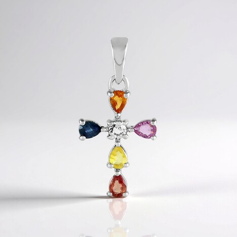Ciondolo in argento con Zaffiro Fancy