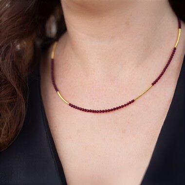 Mozambique Garnet Silver Necklace