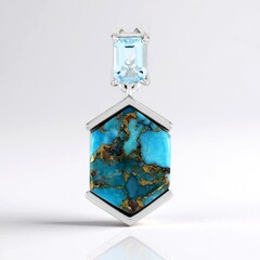 Ciondolo in argento con Turchese Ramato Blu Mohave (Faszination Türkis)