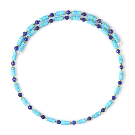 Stalen halsband met Blauwe Magnesieten (Riya)