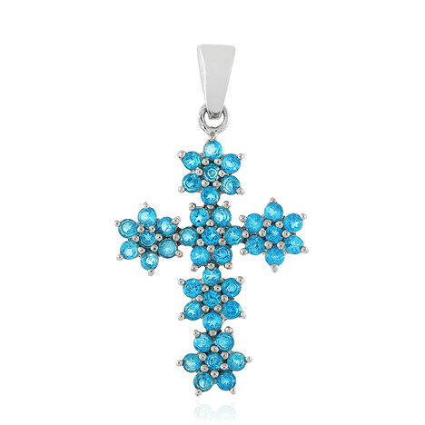 Zilveren hanger met neon blauwe apatieten